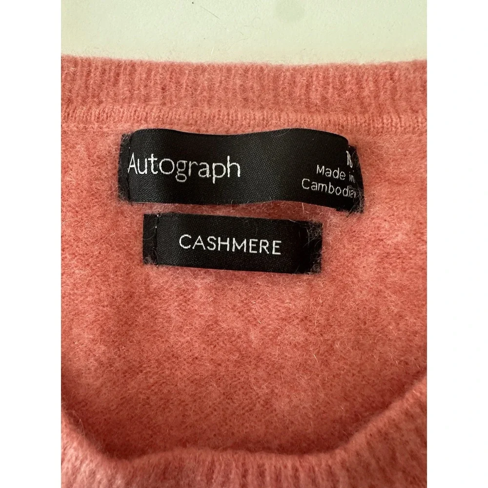 M&S AUTOGRAPH Top‎ Women 16 Medium 100% Cashmere Short Sleeve Knitted Corpcore - Picture 3 of 10